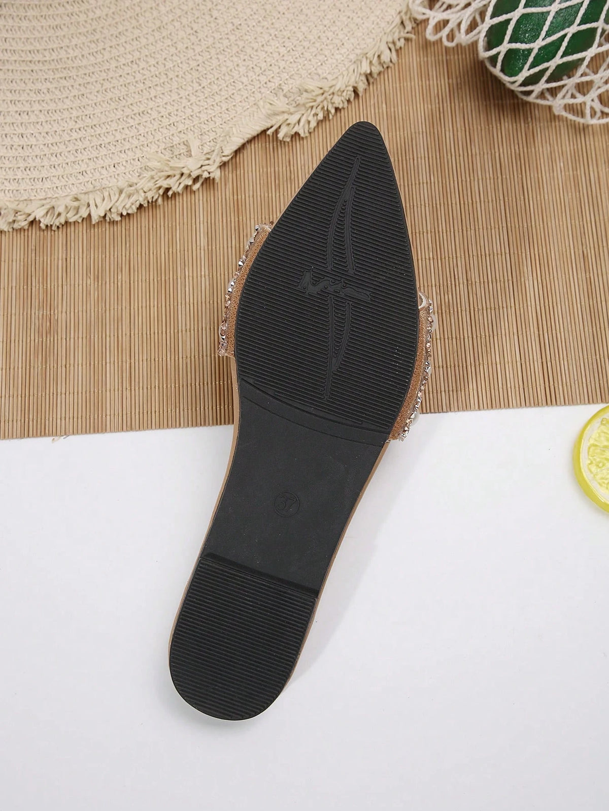 Minimalist Pointed Toe Sandals with Faux Pearl Decor Women's