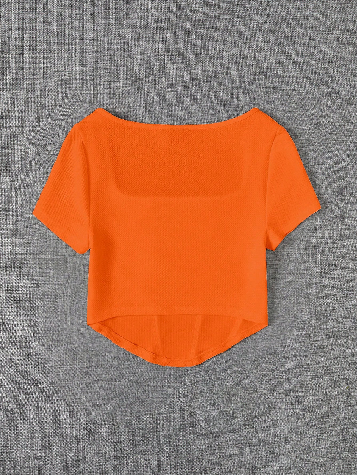 Women's Plus Size Square Neck Ribbed Short Sleeve Crop Top
