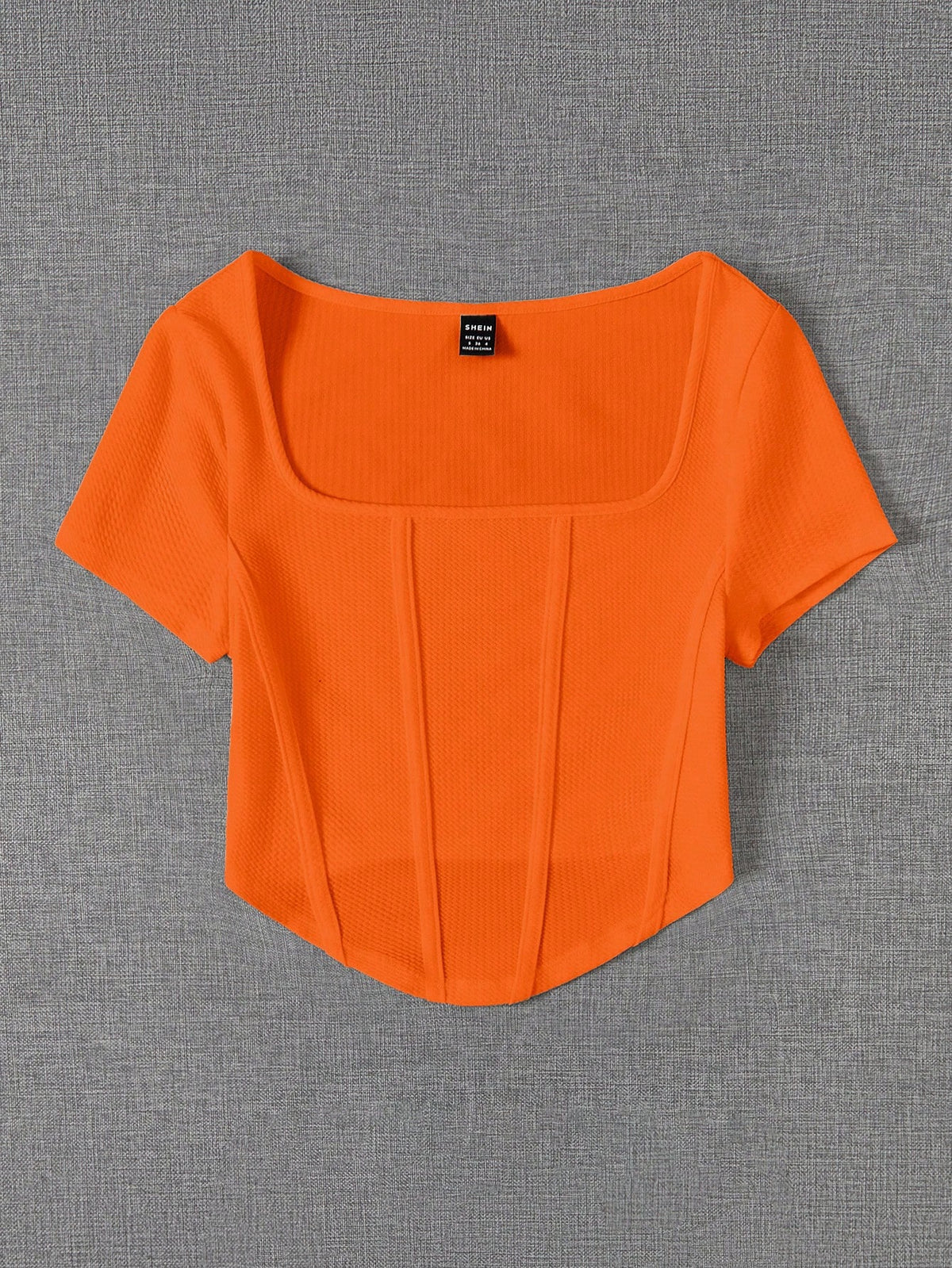 Women's Plus Size Square Neck Ribbed Short Sleeve Crop Top