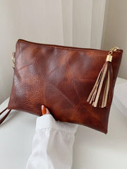 Women's Retro Textured Tassel Envelope Wristlet Handbag
