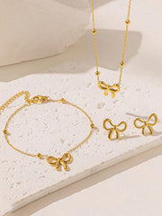 Women's Elegant Stainless Steel Bow Jewelry Set