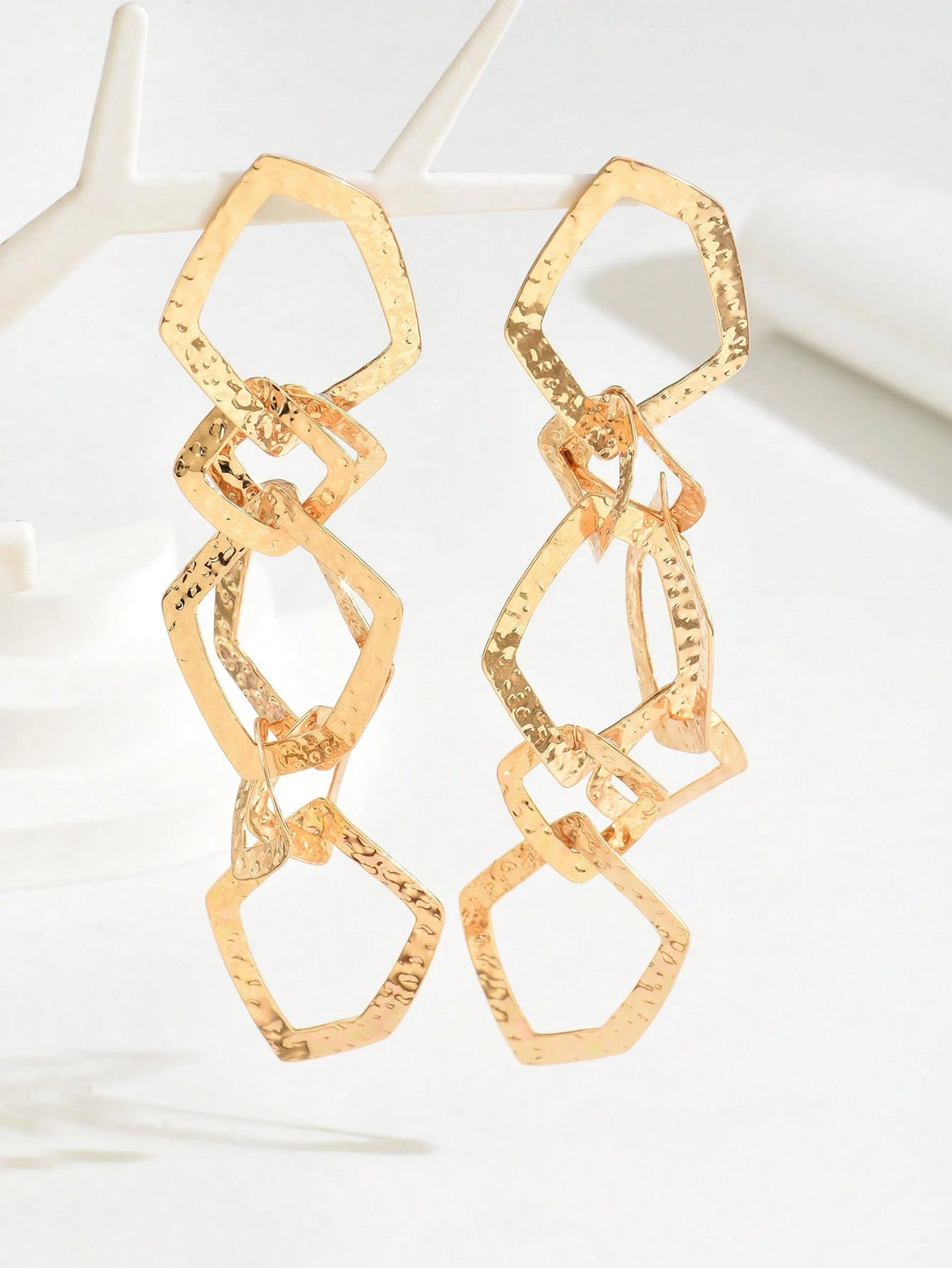 Women's Asymmetrical Geometric Metal Tassel Stud Earrings