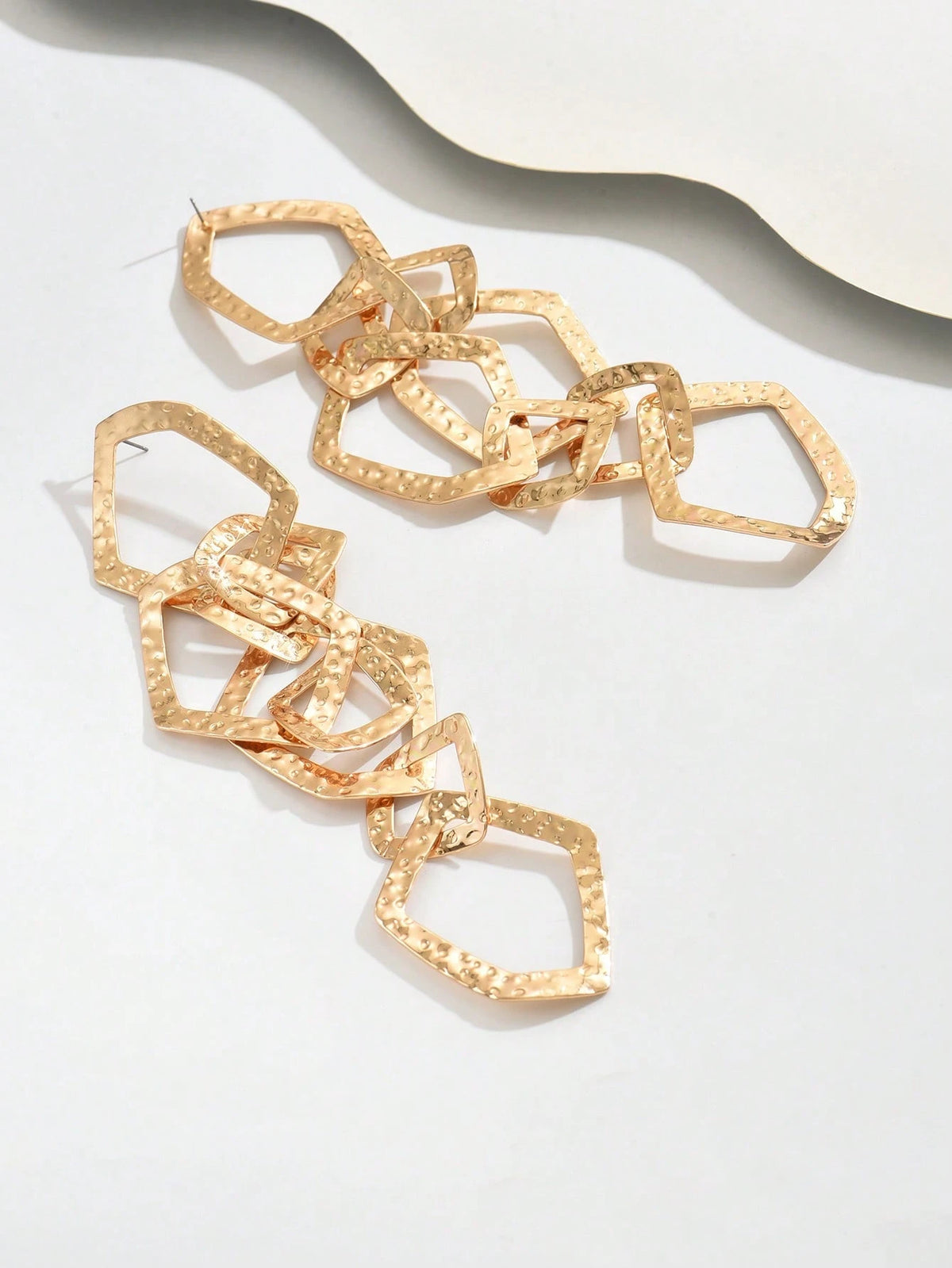 Women's Asymmetrical Geometric Metal Tassel Stud Earrings
