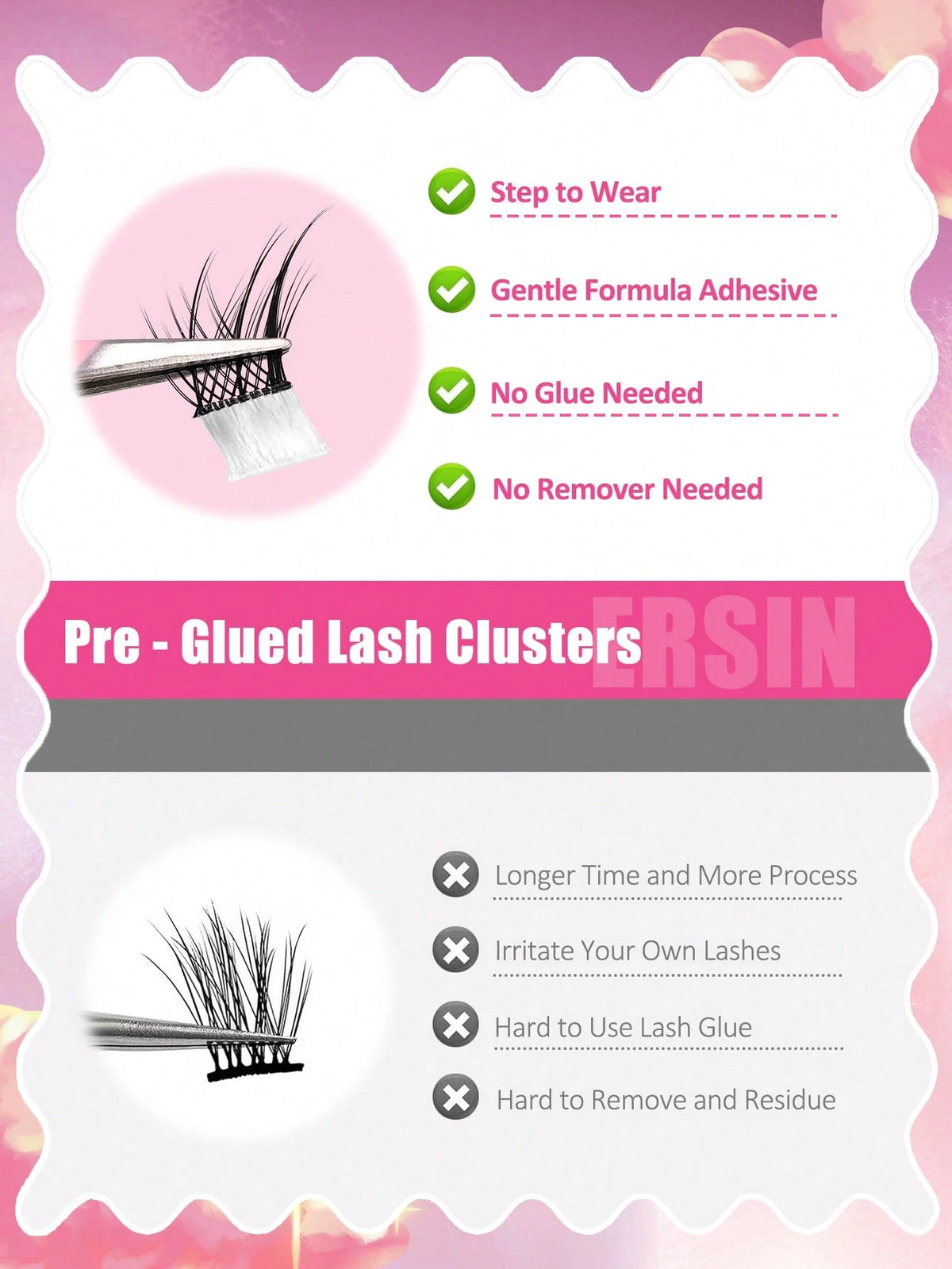 Women's 60pcs C-Curl Self-Adhesive Fluffy Eyelash Cluster Set