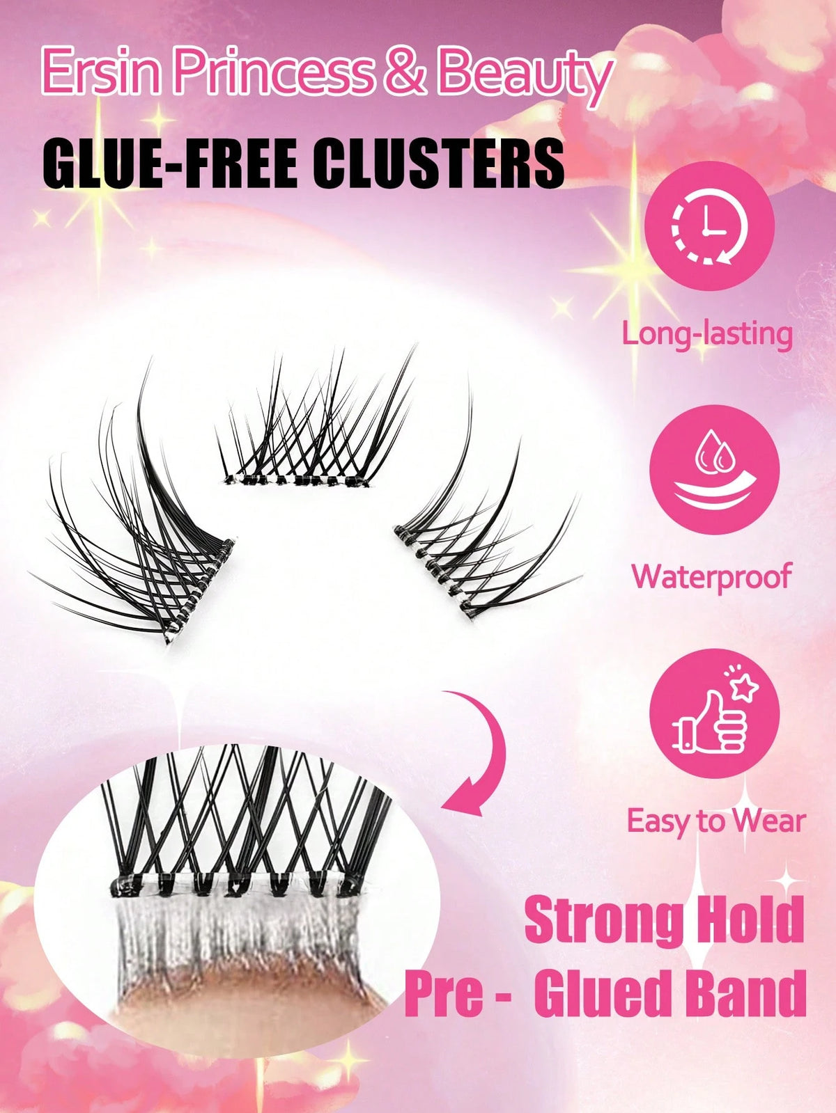 Women's 60pcs C-Curl Self-Adhesive Fluffy Eyelash Cluster Set