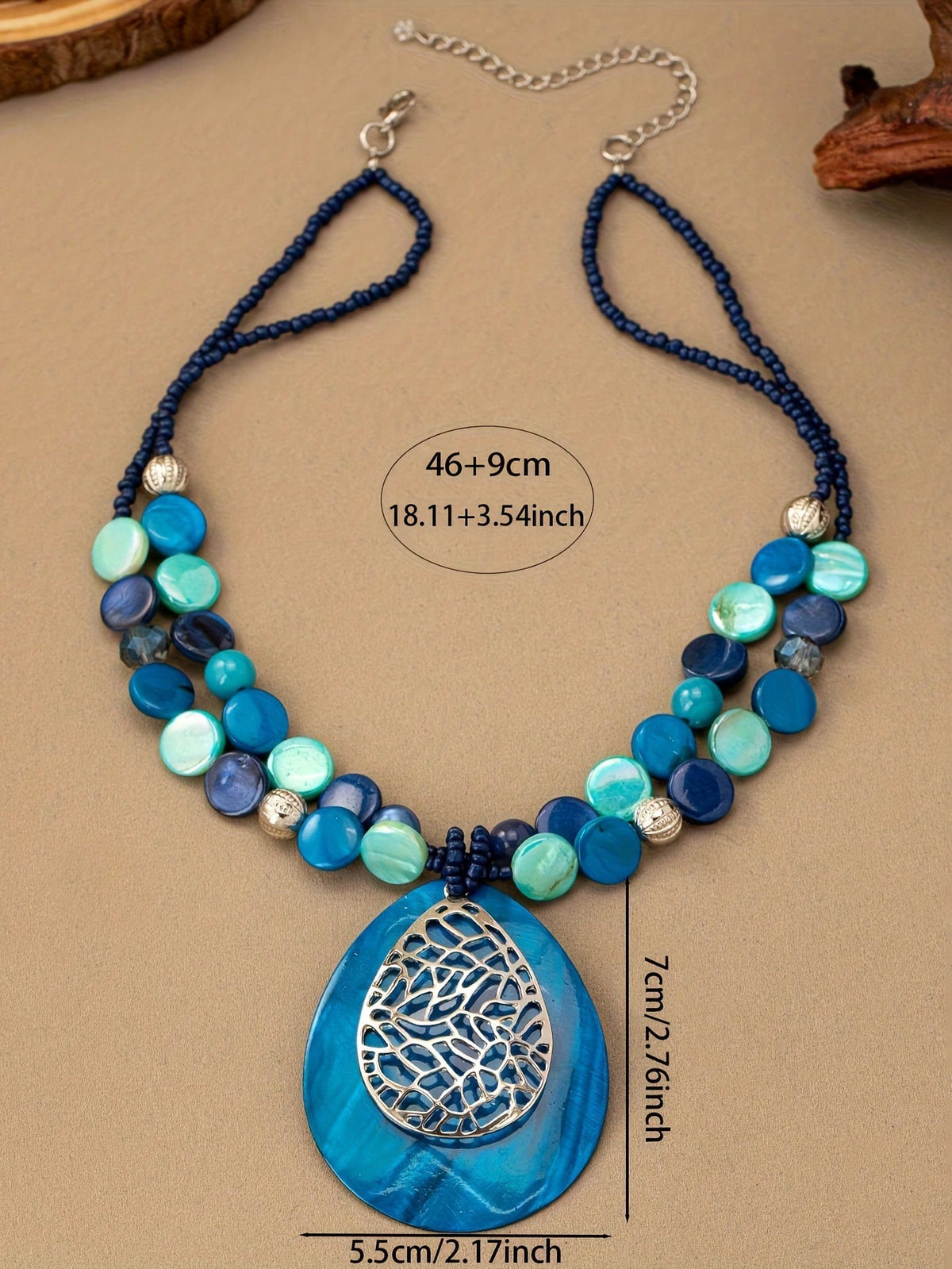 Women's Bohemian Teardrop Shell Geometric Pendant Necklace