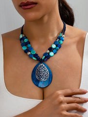 Women's Bohemian Teardrop Shell Geometric Pendant Necklace