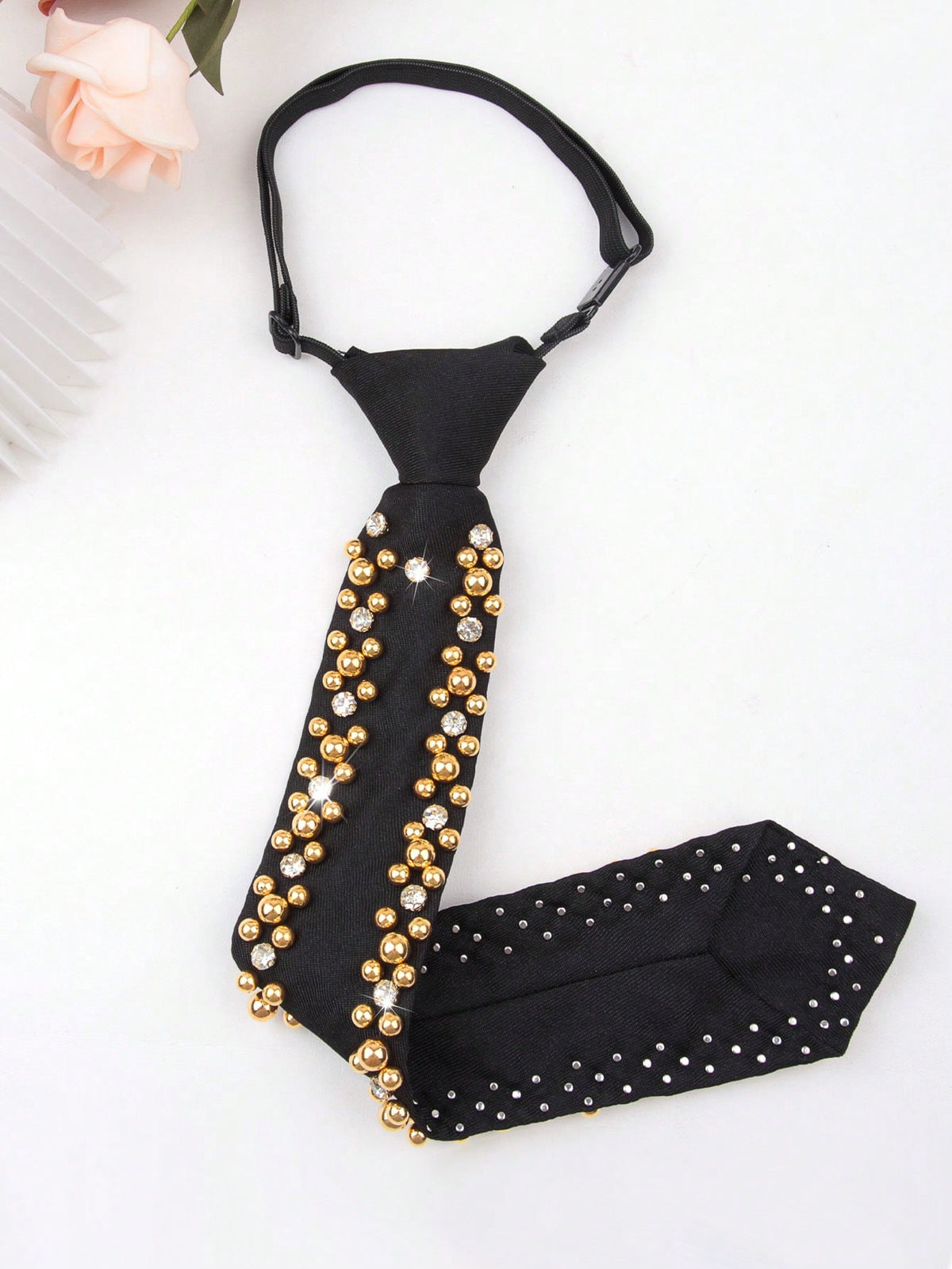 Women's Crystal Decor Beaded Bowtie Necktie