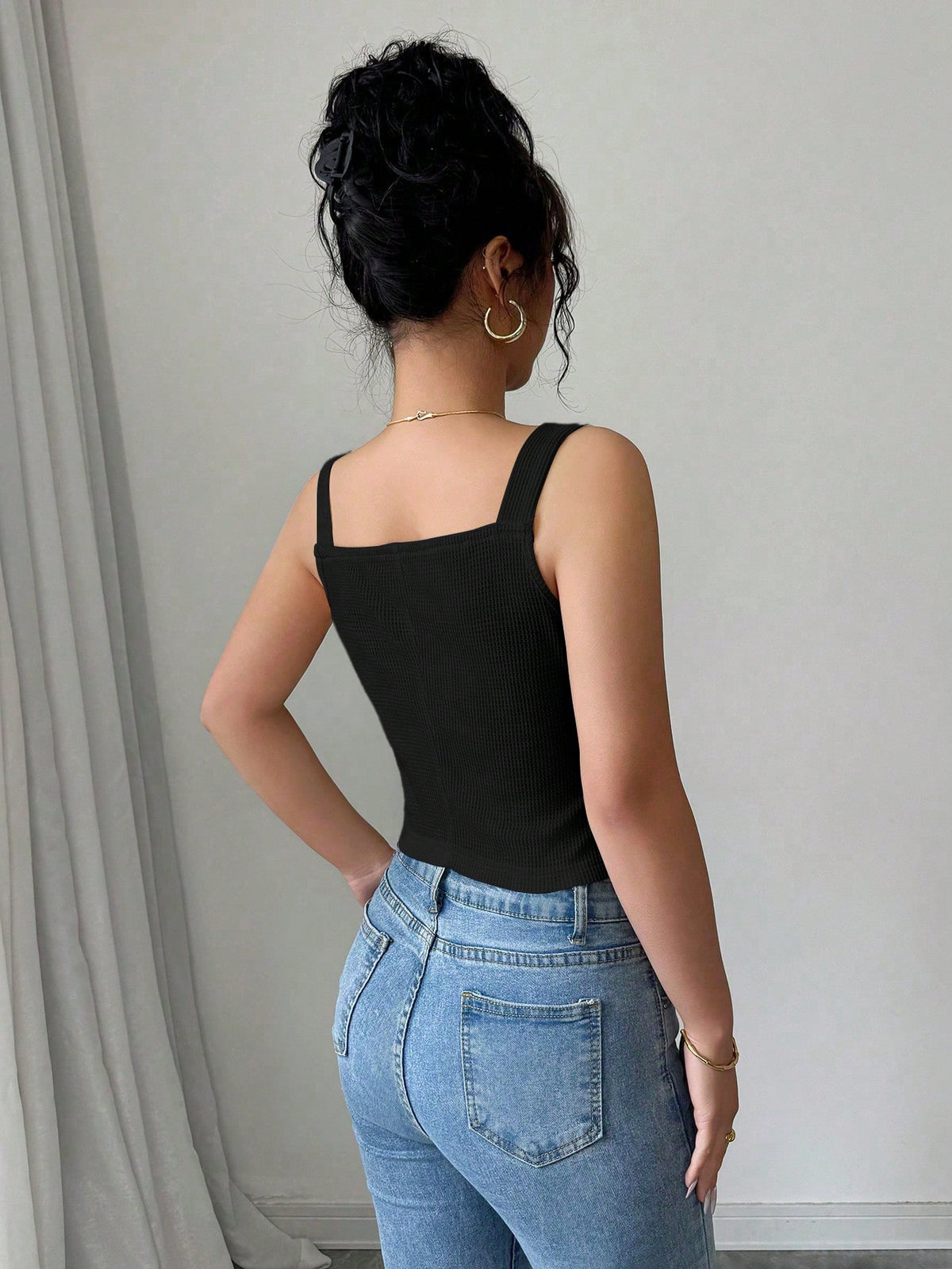 Women's Casual Slim Fit V-Neck Asymmetrical Rib-Knit Tank Top