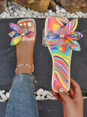 Women's Bohemian Rainbow Bow Beach Flat Sandals