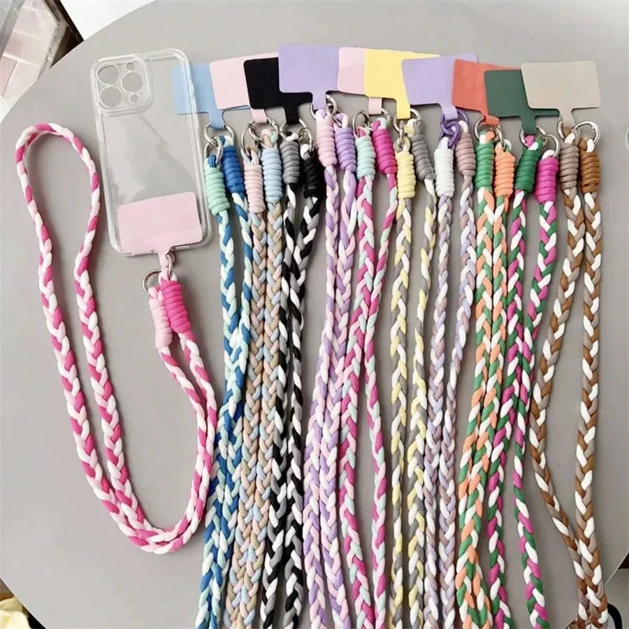 Women's Cute Braided Crossbody Phone Lanyard Keychain Set