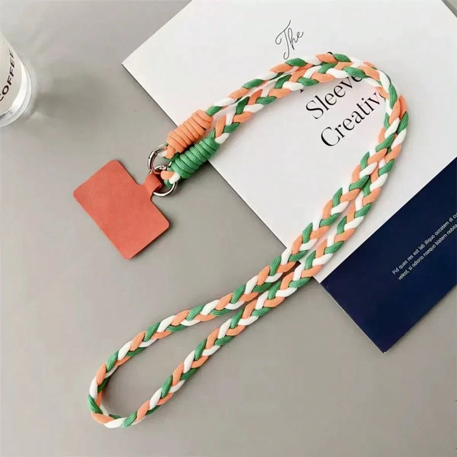 Women's Cute Braided Crossbody Phone Lanyard Keychain Set