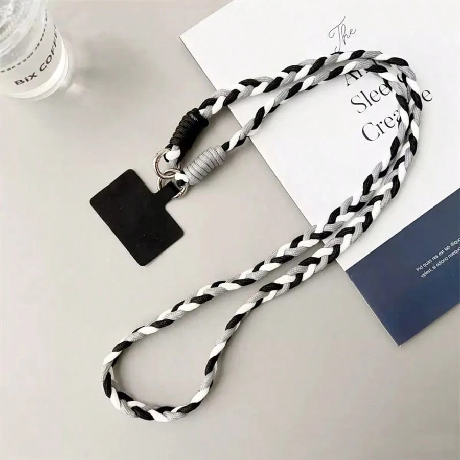 Women's Cute Braided Crossbody Phone Lanyard Keychain Set