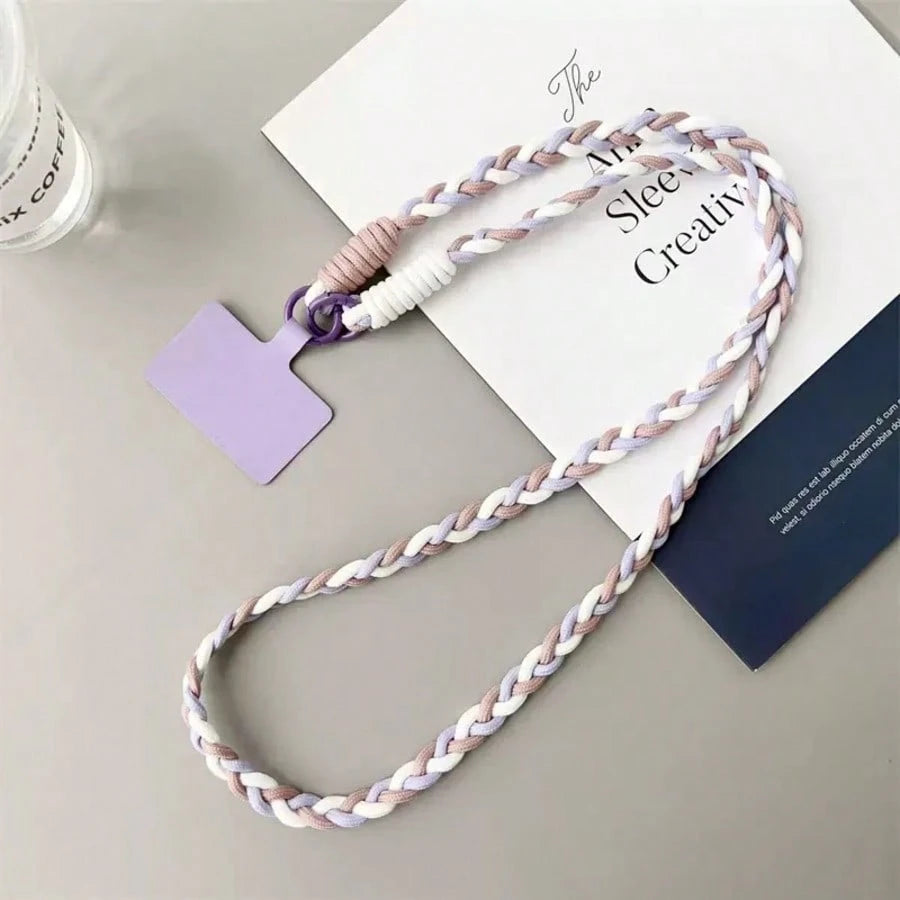 Women's Cute Braided Crossbody Phone Lanyard Keychain Set
