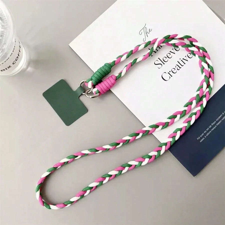 Women's Cute Braided Crossbody Phone Lanyard Keychain Set