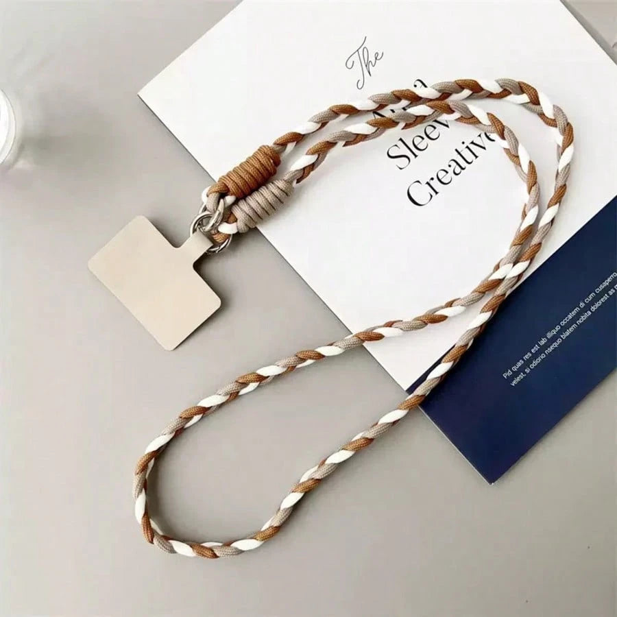 Women's Cute Braided Crossbody Phone Lanyard Keychain Set