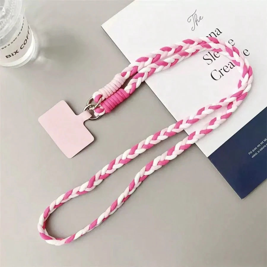 Women's Cute Braided Crossbody Phone Lanyard Keychain Set