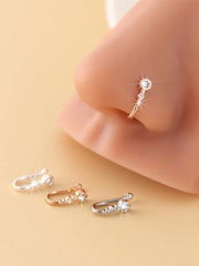 4 piezas de anillos de nariz en forma de U con circonita simple y estilo elegante y a la moda, apropiado para fiestas y uso diario