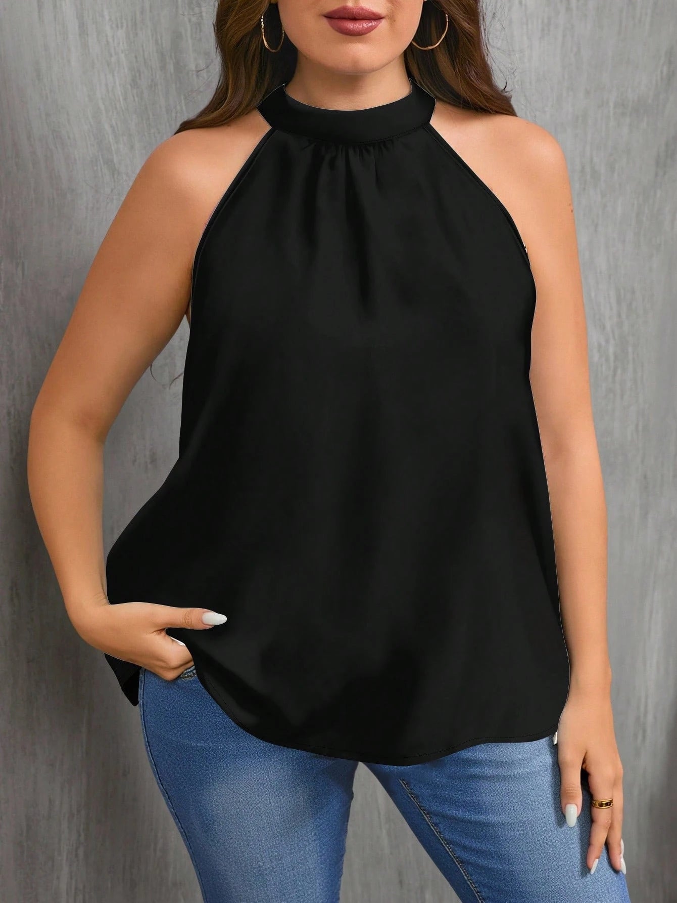 Women's Plus Size Solid Off-Shoulder Camisole Blouse