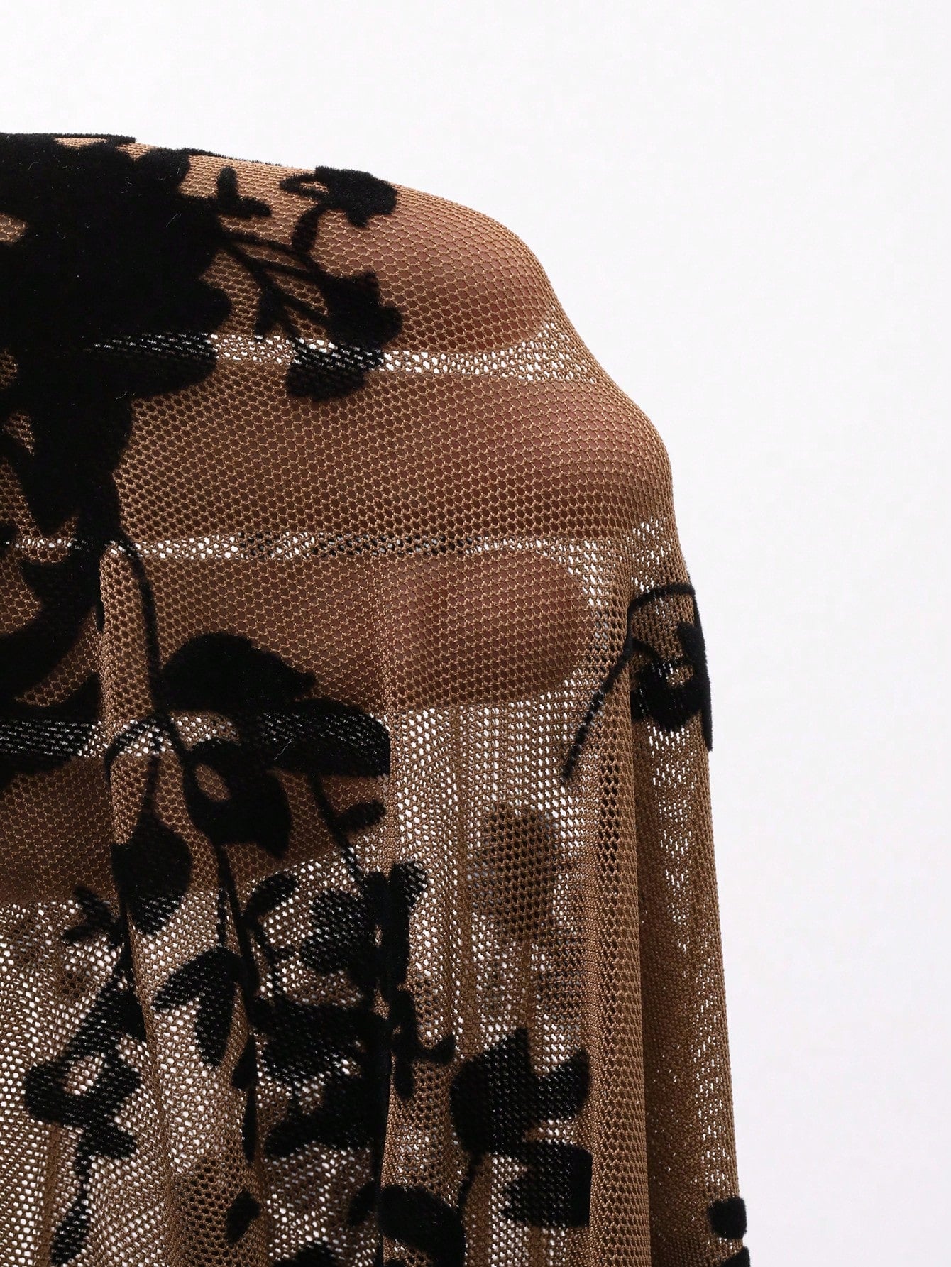 Women's Sheer Lace & Floral Flocked Cardigan Blouse