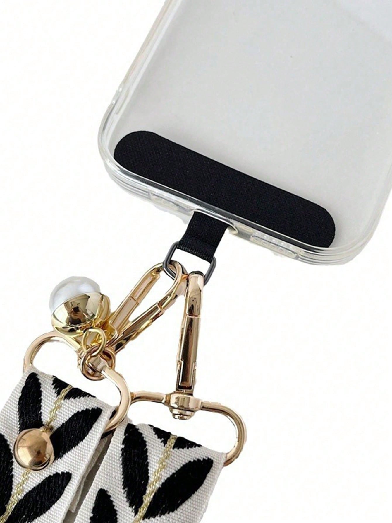 Adjustable Phone Lanyard with Faux Pearl Pendant