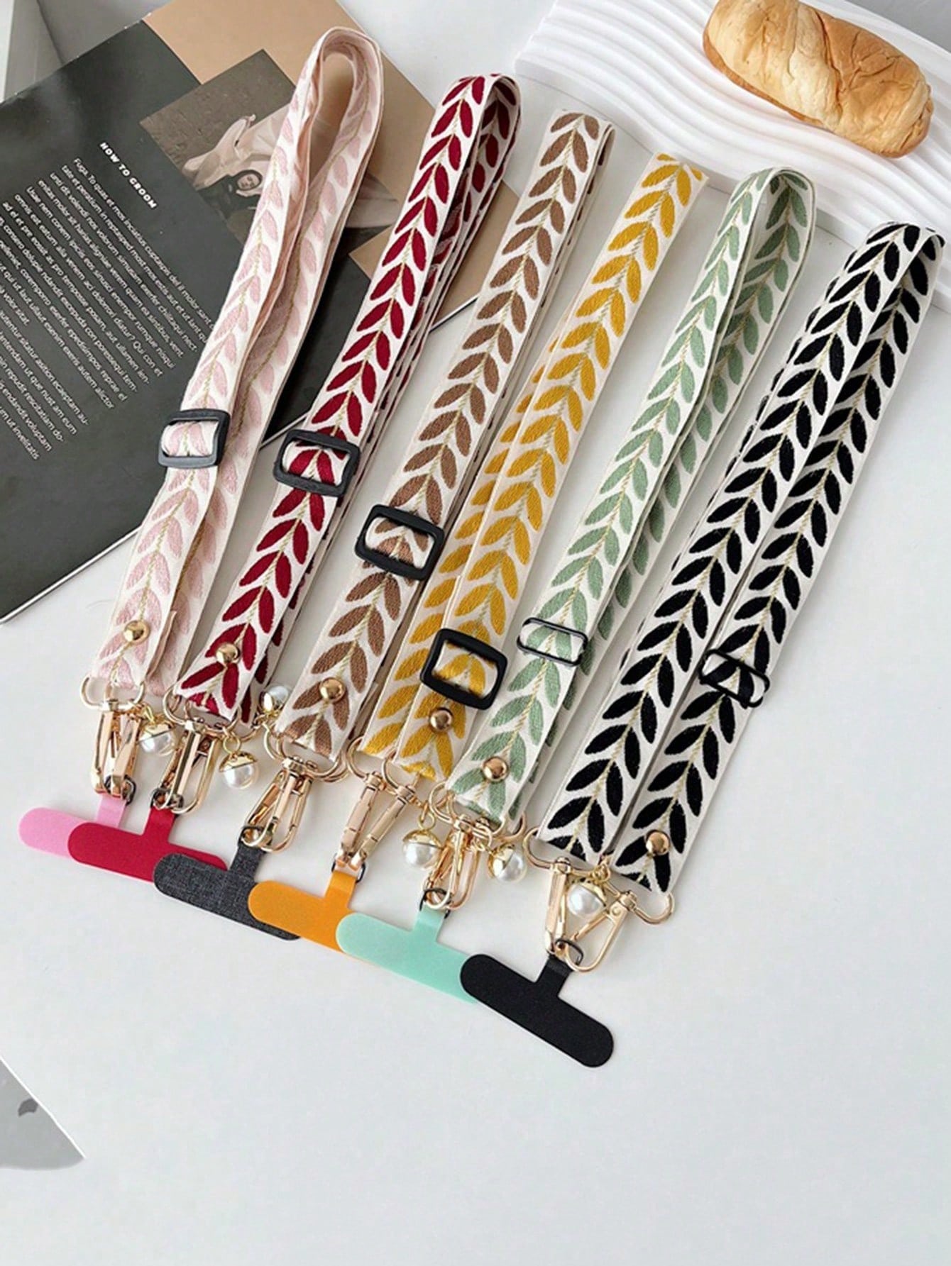 Adjustable Phone Lanyard with Faux Pearl Pendant