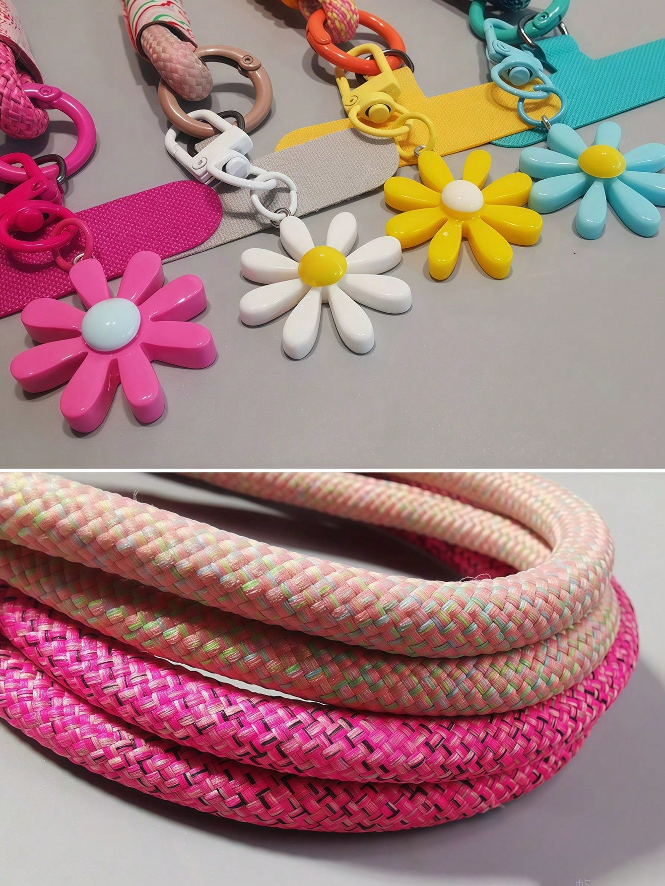 Daisy Decorative Woven Wrist Strap Phone Lanyard with Clip
