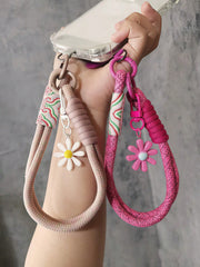 Daisy Decorative Woven Wrist Strap Phone Lanyard with Clip