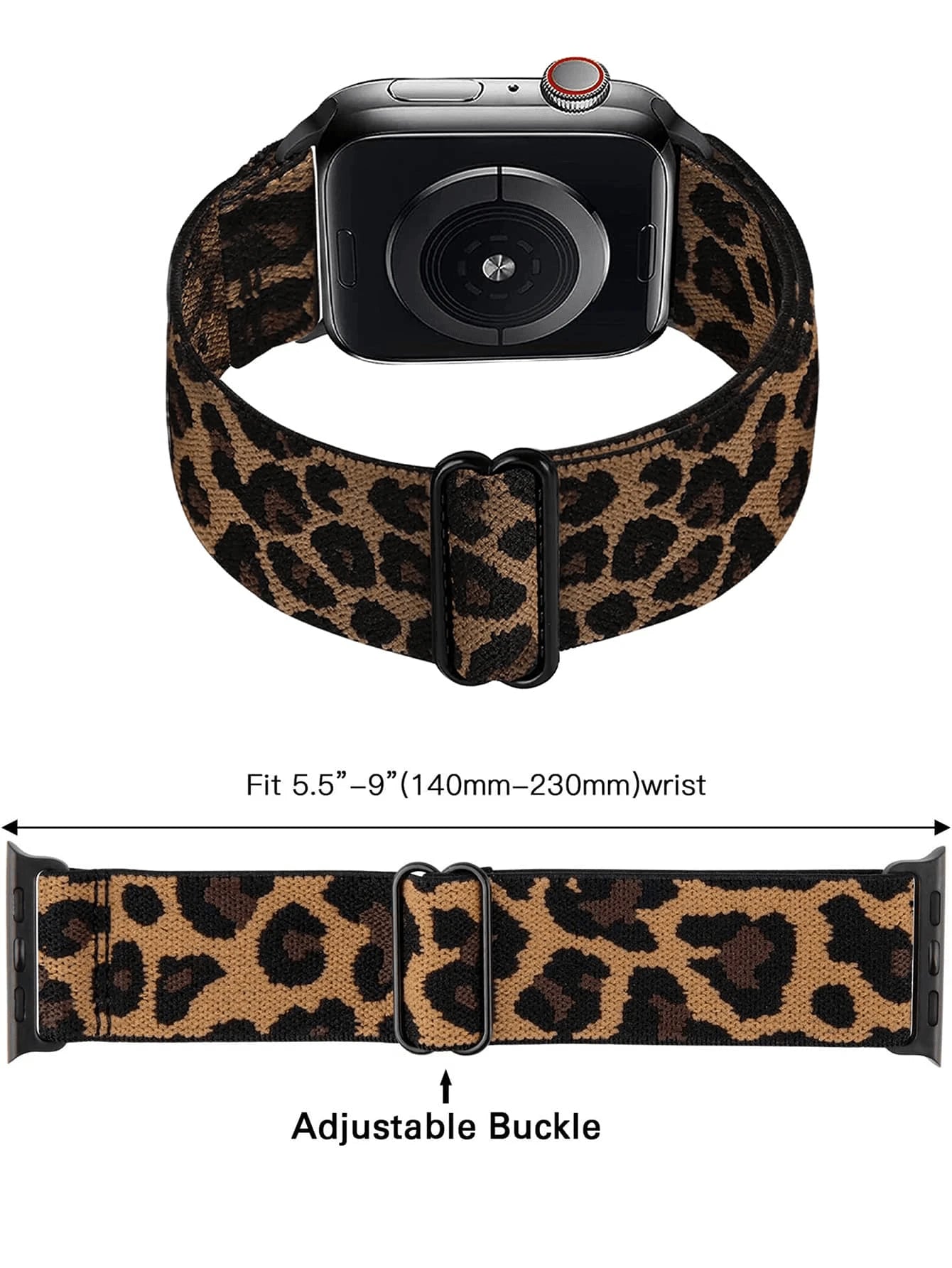 3-Pack Leopard Stretchy Solo Loop Elastic Nylon Watch Band for Apple Watch