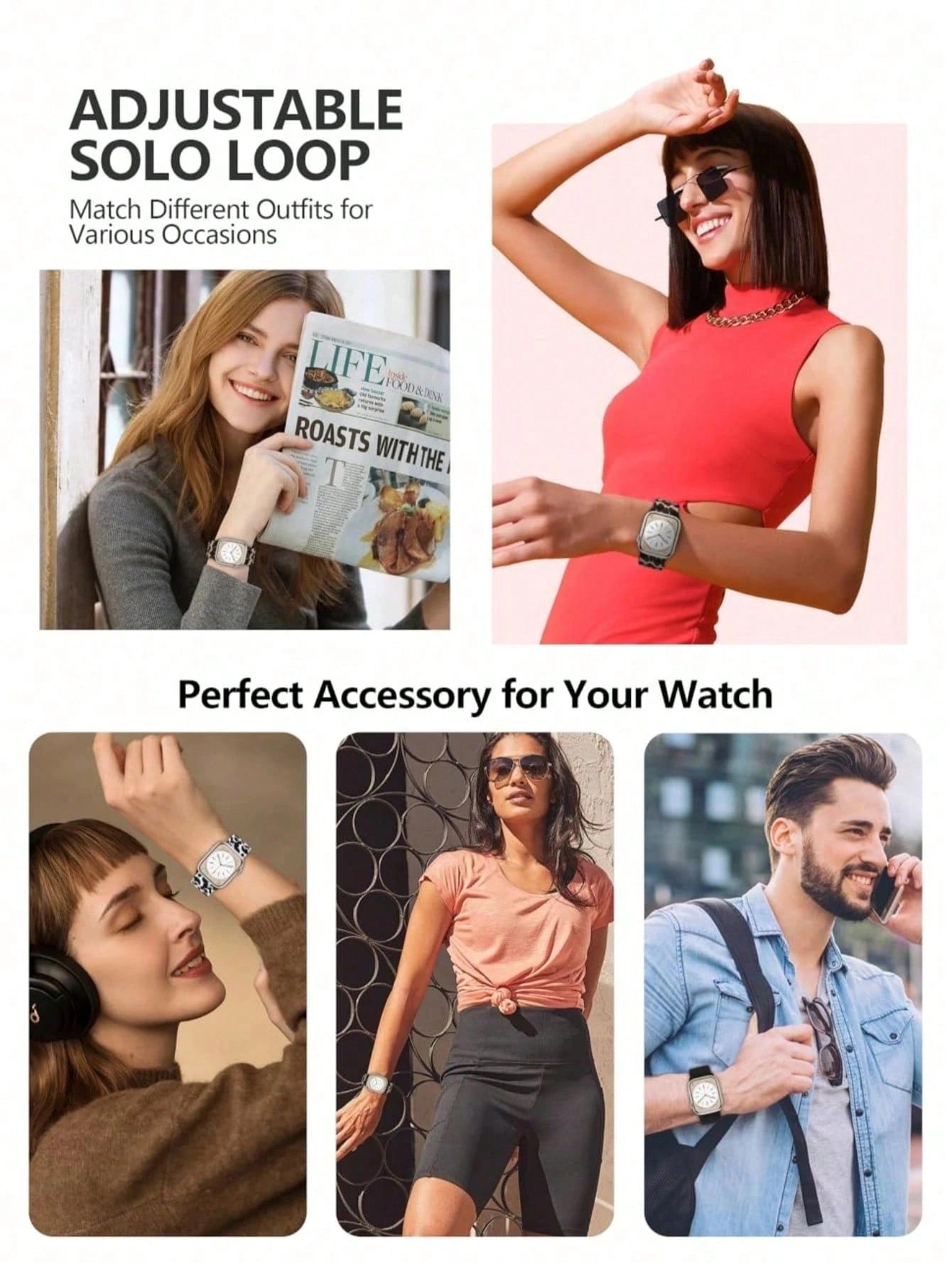 3-Pack Leopard Stretchy Solo Loop Elastic Nylon Watch Band for Apple Watch