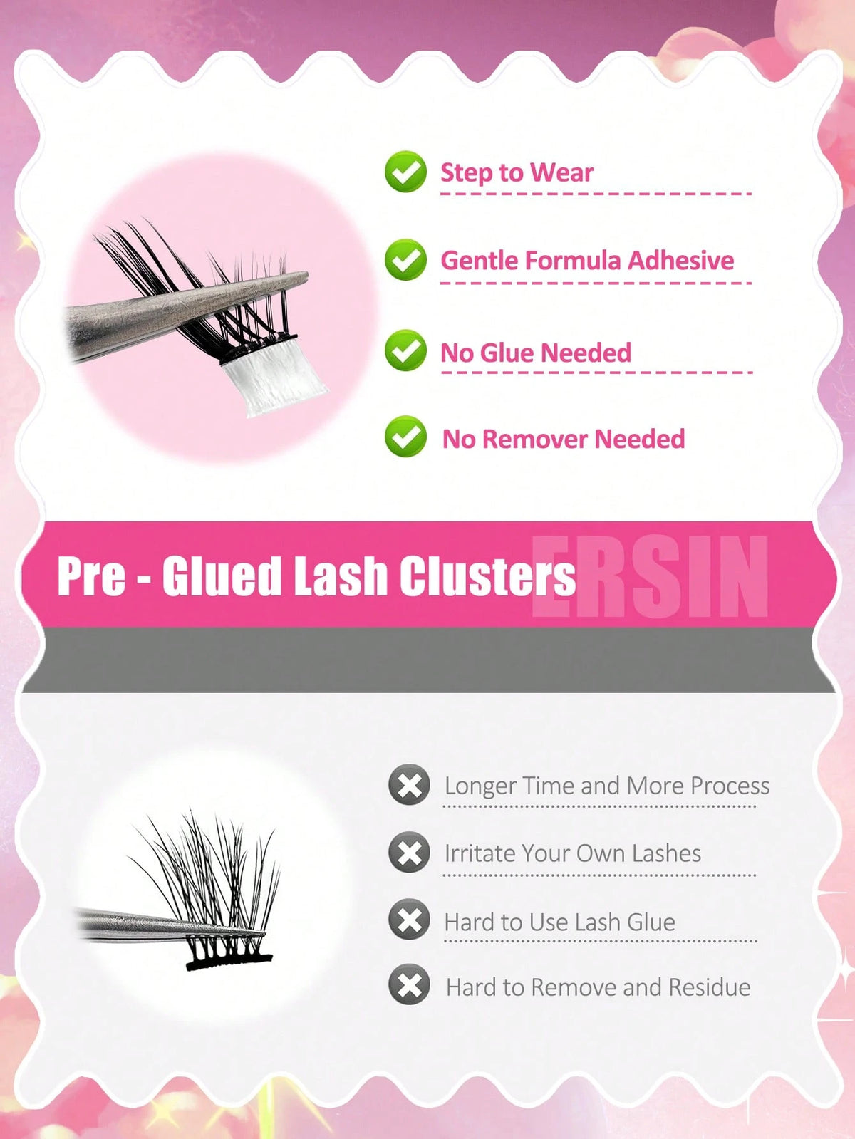 Women's 120-Piece Self-Adhesive Mixed Length Cluster False Eyelash Set