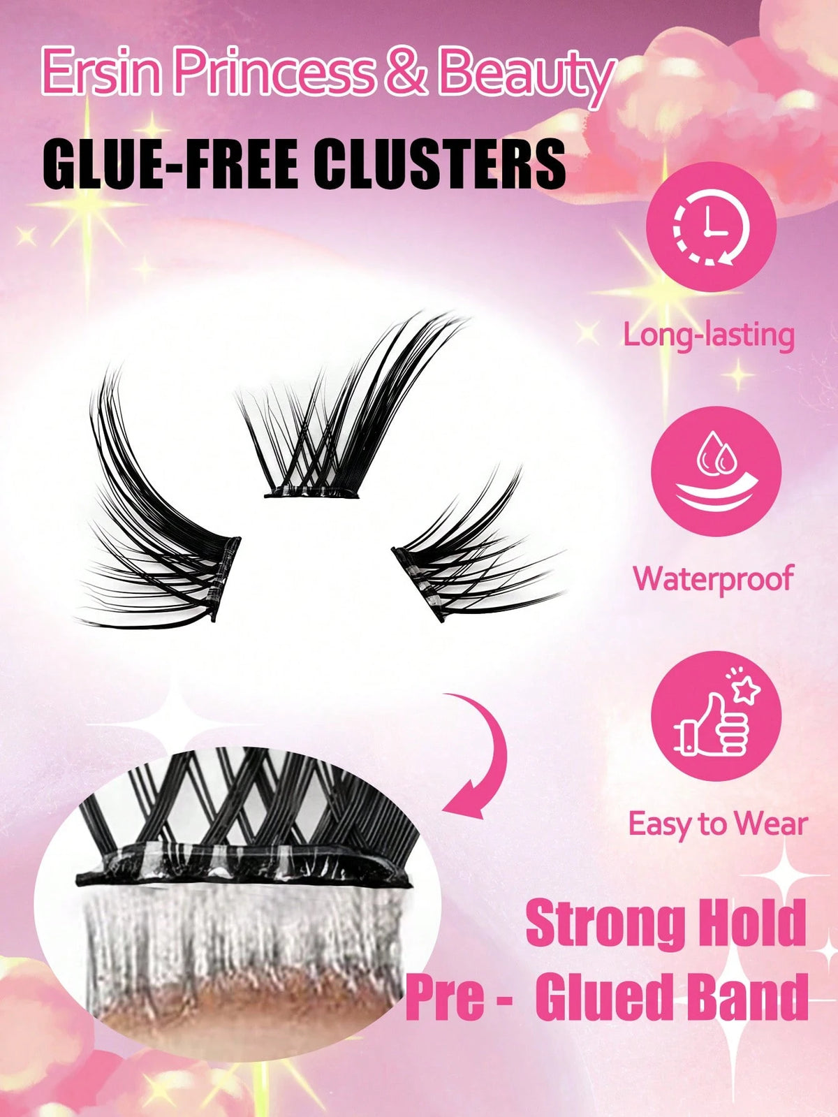 Women's 120-Piece Self-Adhesive Mixed Length Cluster False Eyelash Set