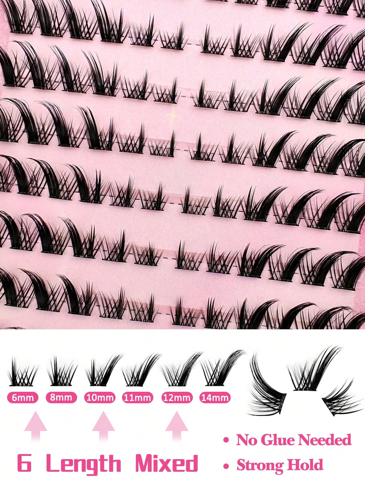 Women's 120-Piece Self-Adhesive Mixed Length Cluster False Eyelash Set