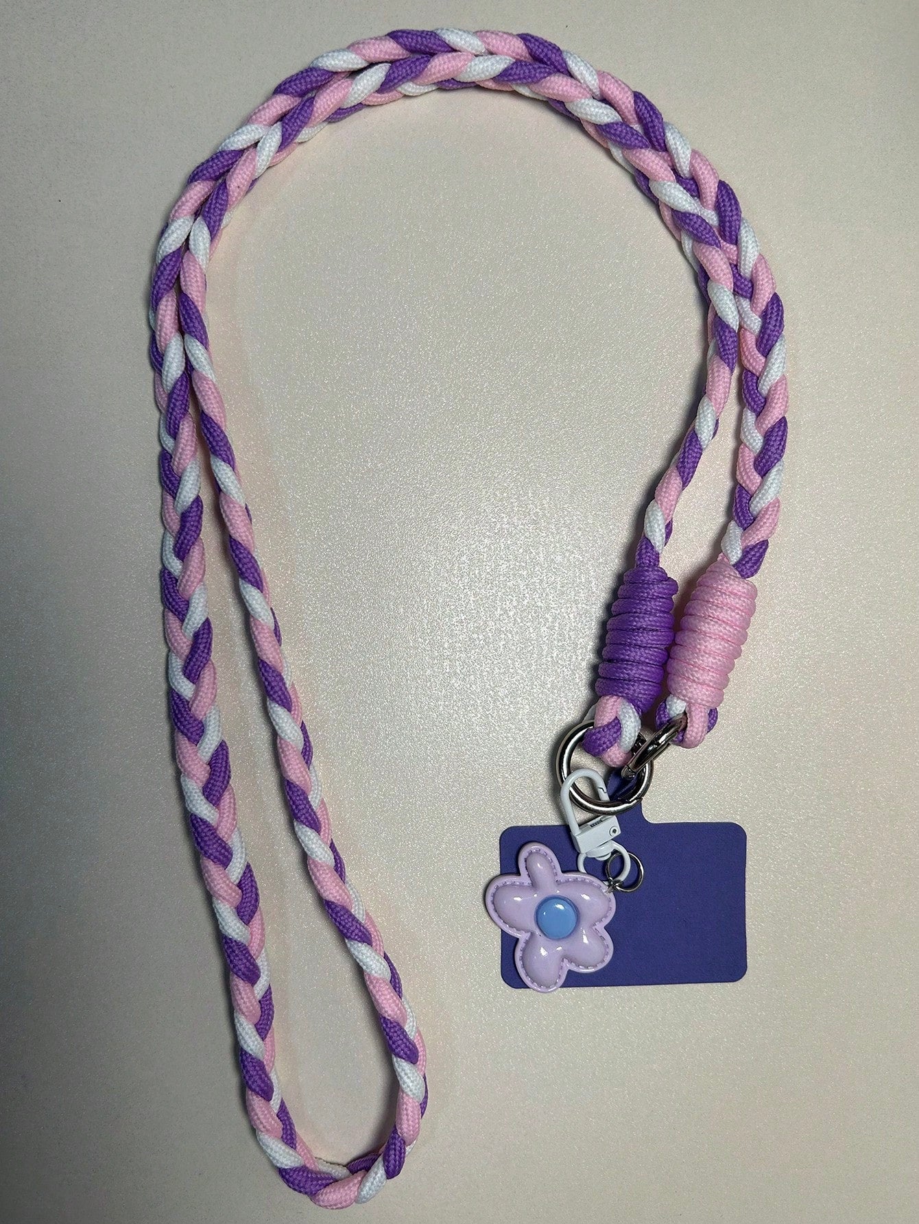 Women's Cute Braided Crossbody Phone Lanyard Keychain Set