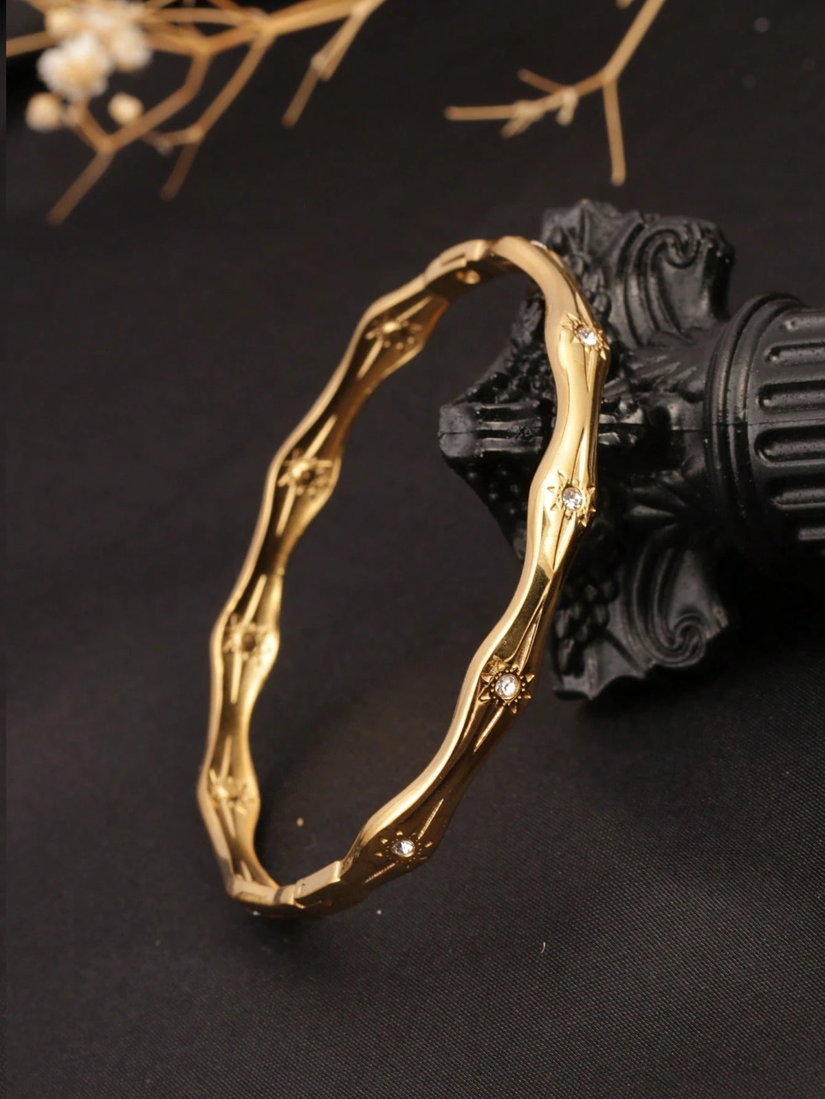 Women's 18K Gold-Plated Star Open Bangle