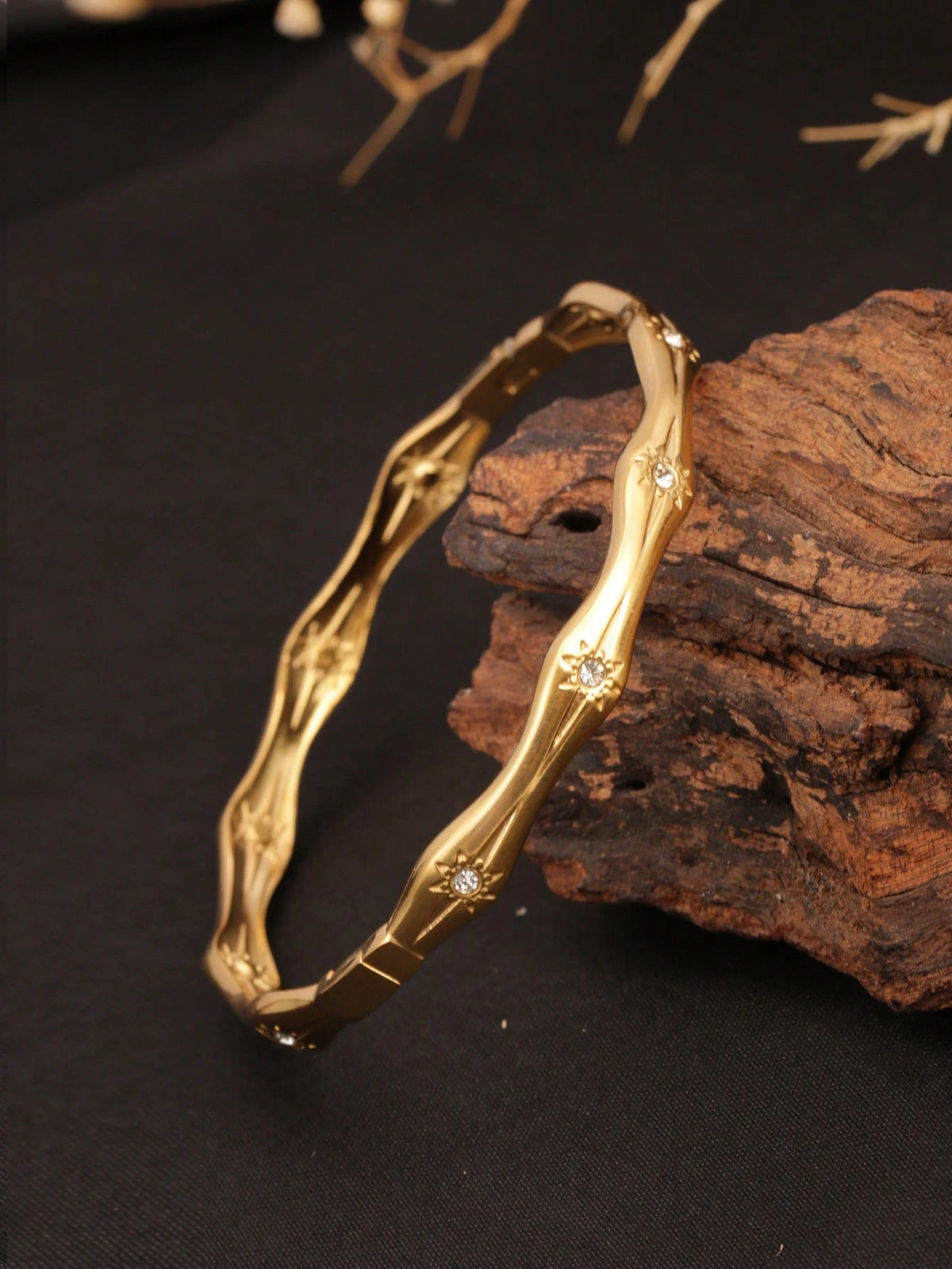 Women's 18K Gold-Plated Star Open Bangle