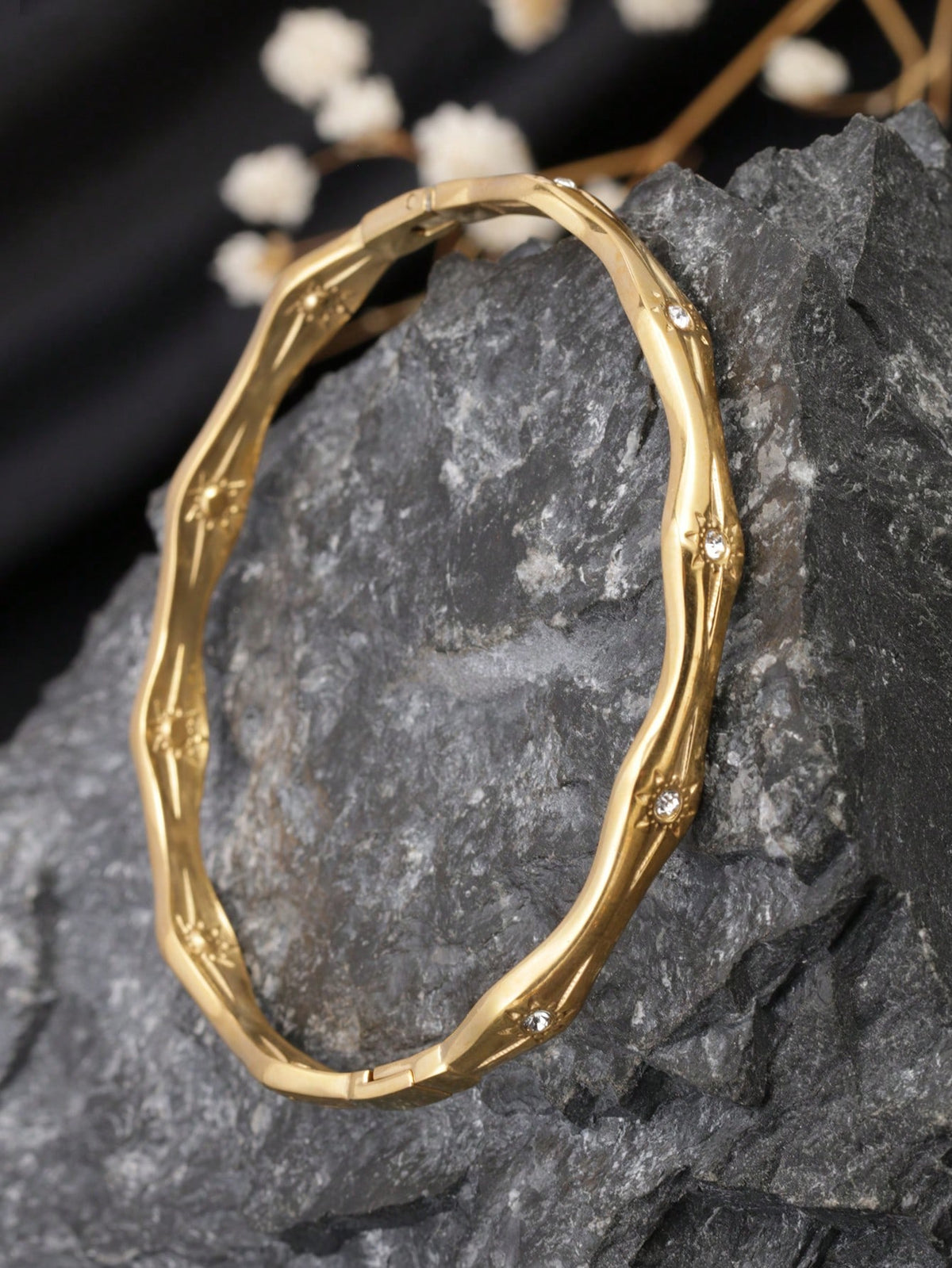 Women's 18K Gold-Plated Star Open Bangle