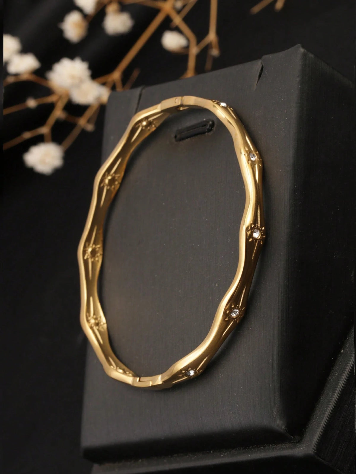 Women's 18K Gold-Plated Star Open Bangle
