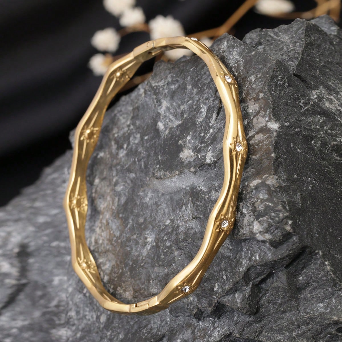 Women's 18K Gold-Plated Star Open Bangle