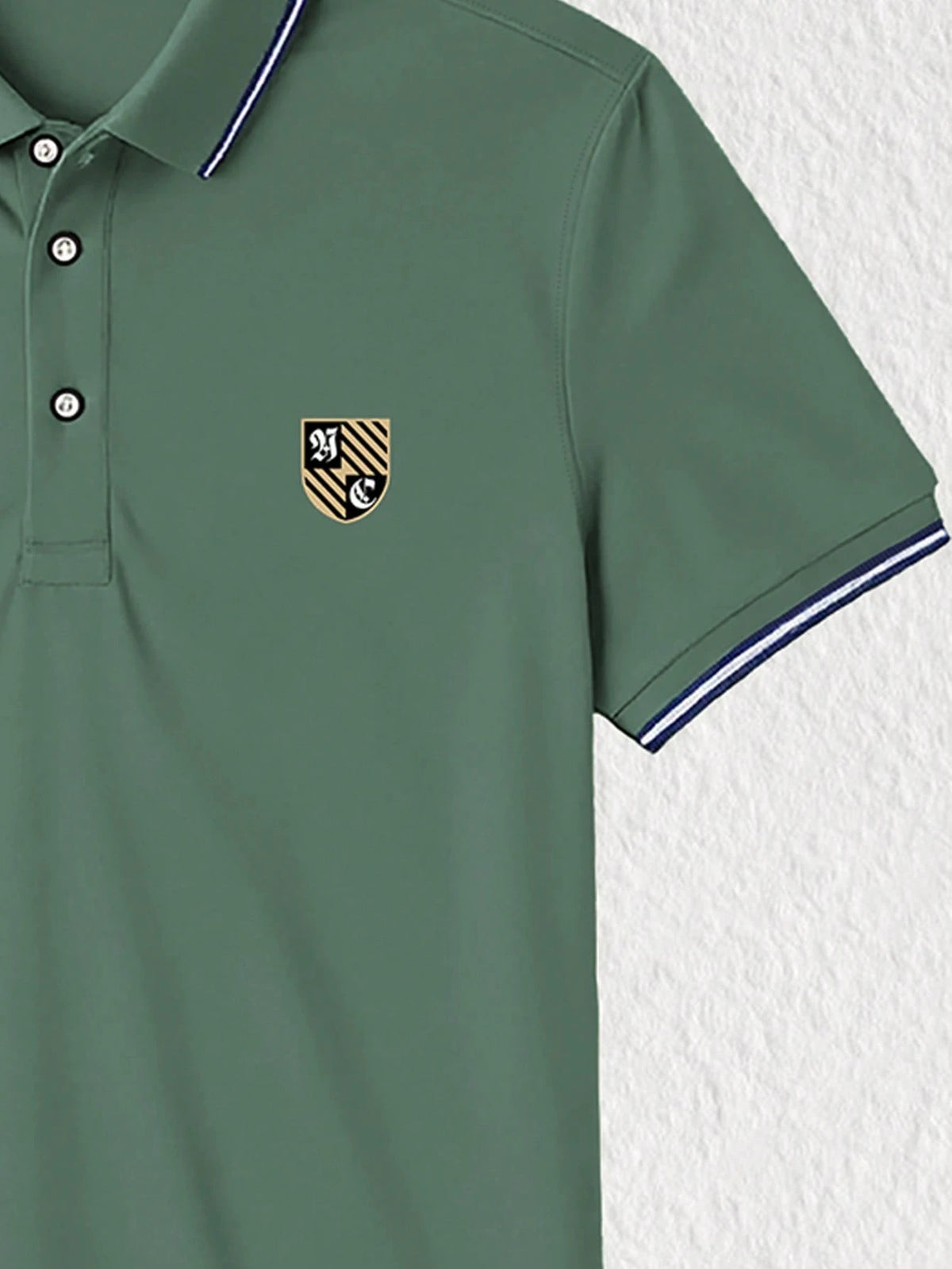 Men's Shield Print Short Sleeve Button-Up Collar Polo Shirt