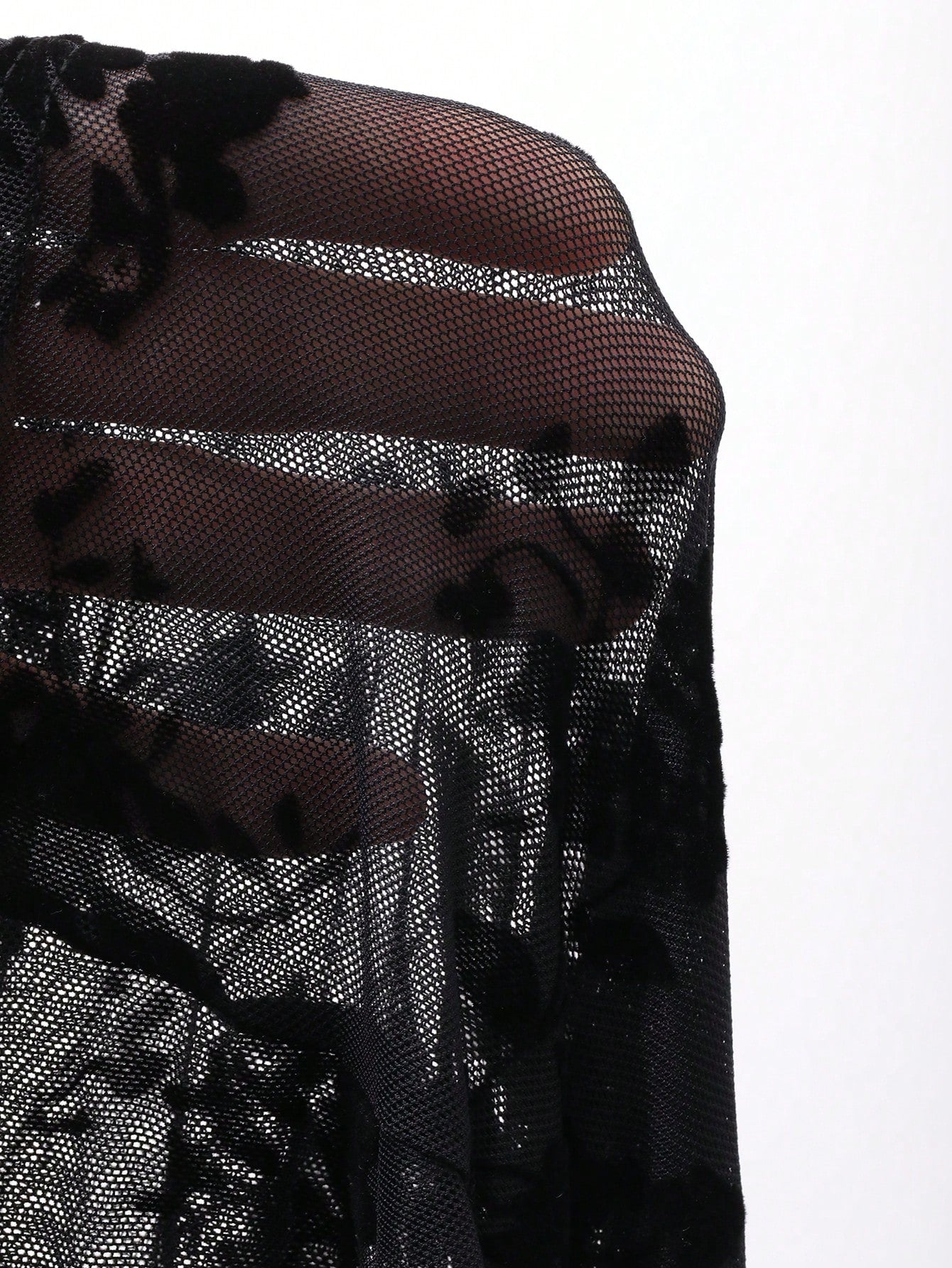 Women's Casual Floral Embroidered Sheer Lace Mesh Long Sleeve Top
