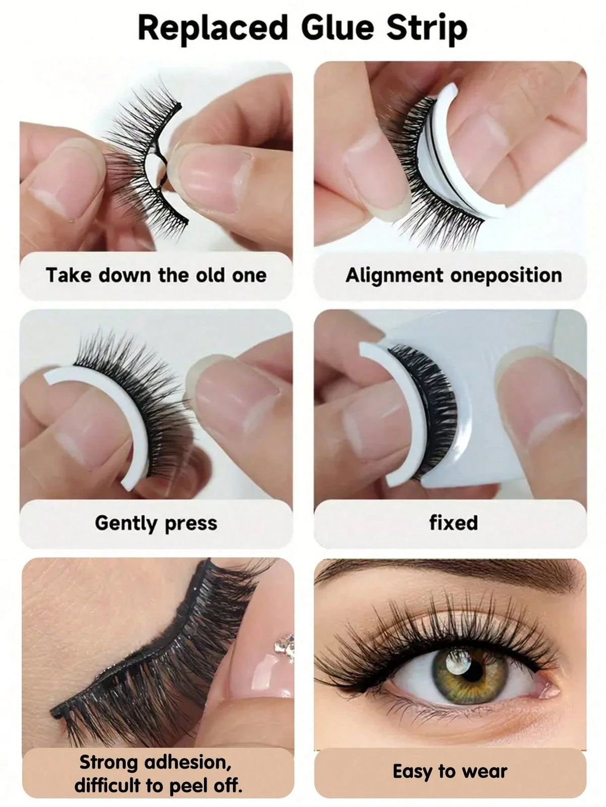 Women's Natural Doll Eye Pre Adhesive False Eyelash Set