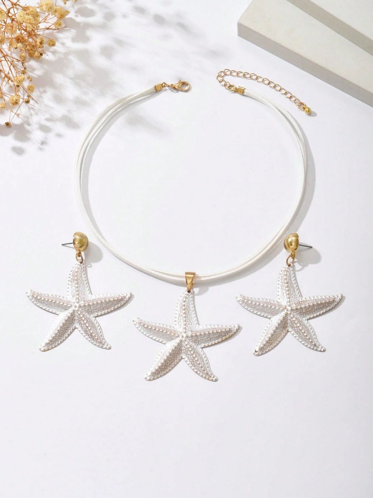 Women's Bohemian Starfish Pendant Necklace and Earring Set