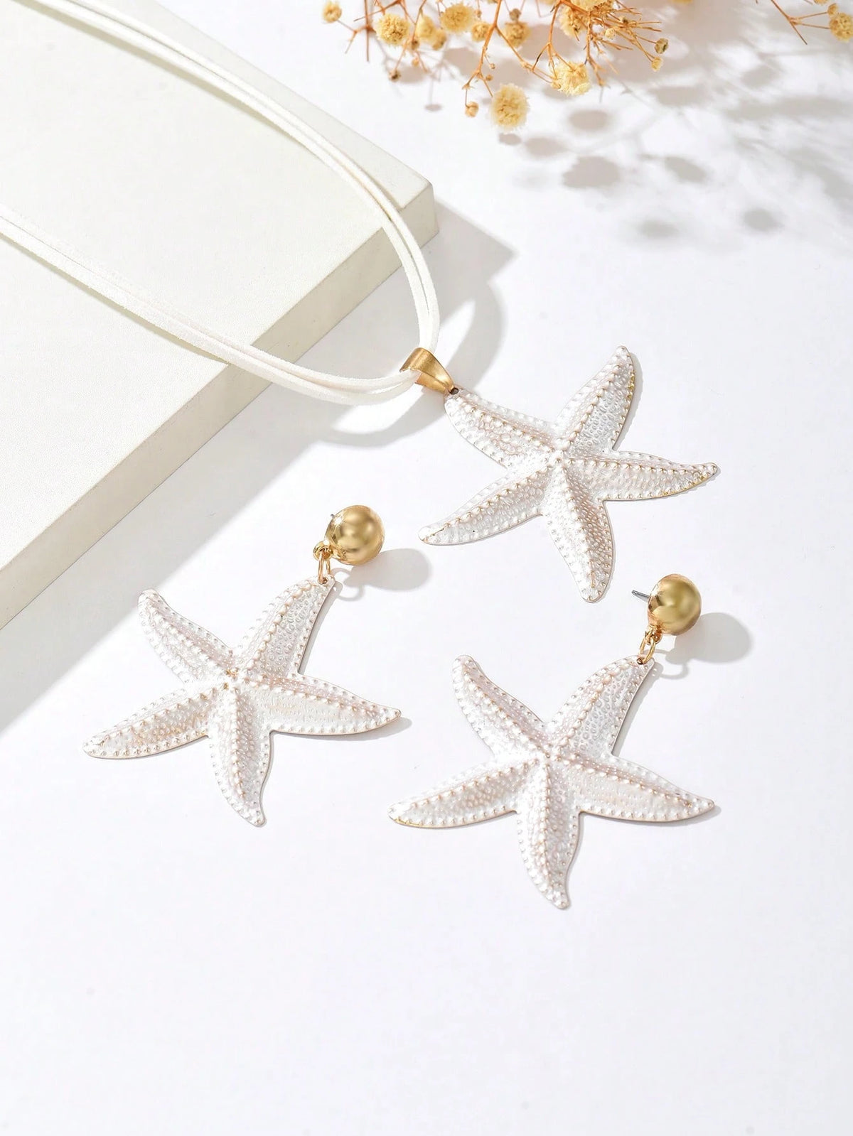 Women's Bohemian Starfish Pendant Necklace and Earring Set