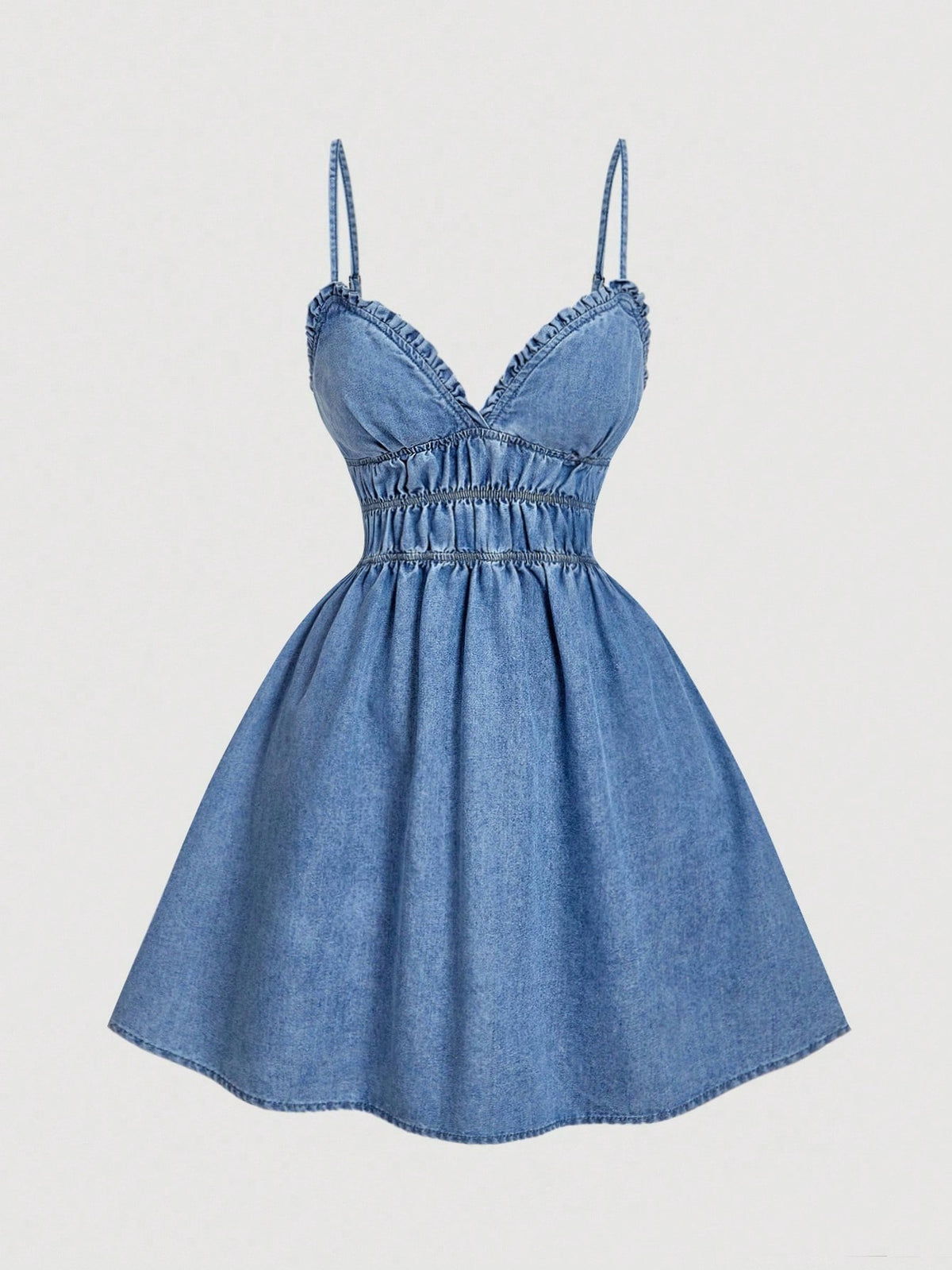 Women's Casual Frill Trim Denim Cami Sun Dress