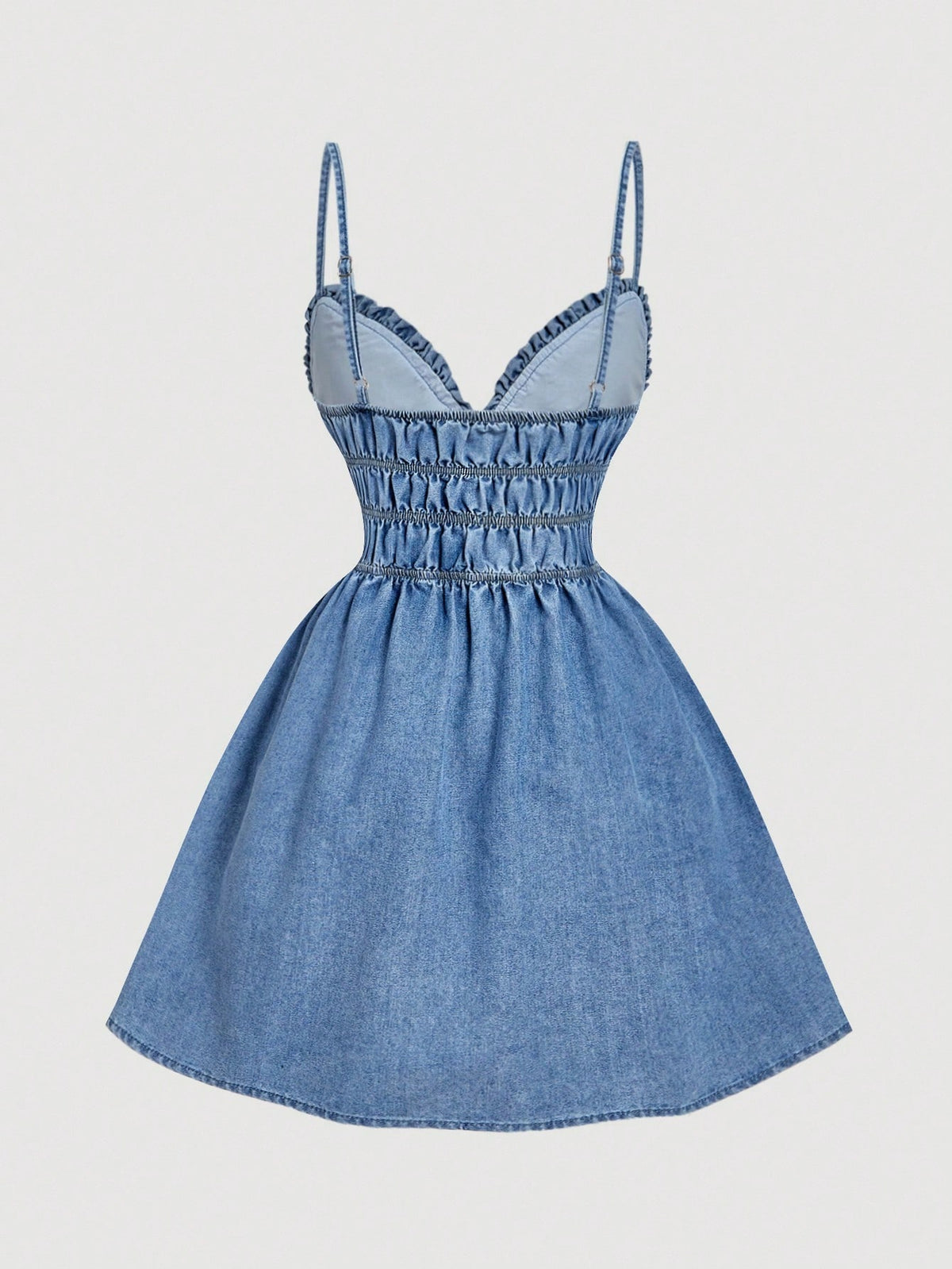 Women's Casual Frill Trim Denim Cami Sun Dress