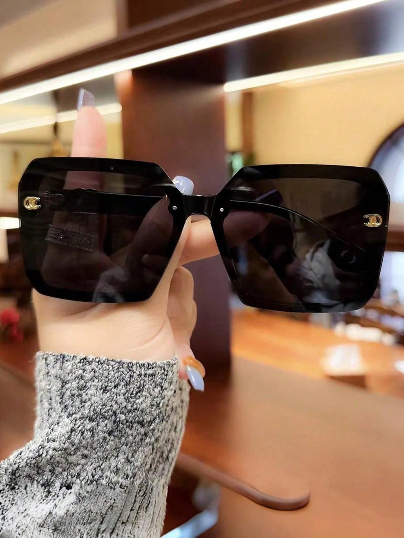 Oversized Square Retro Glasses for Women Full Frame