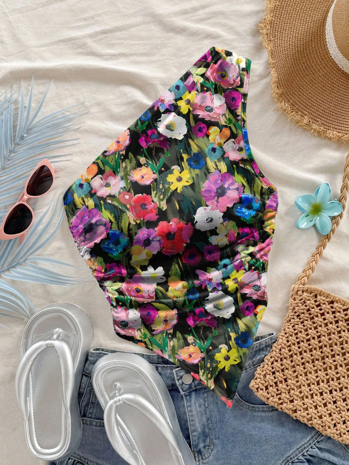Women's Bohemian Floral Sleeveless Crop Top