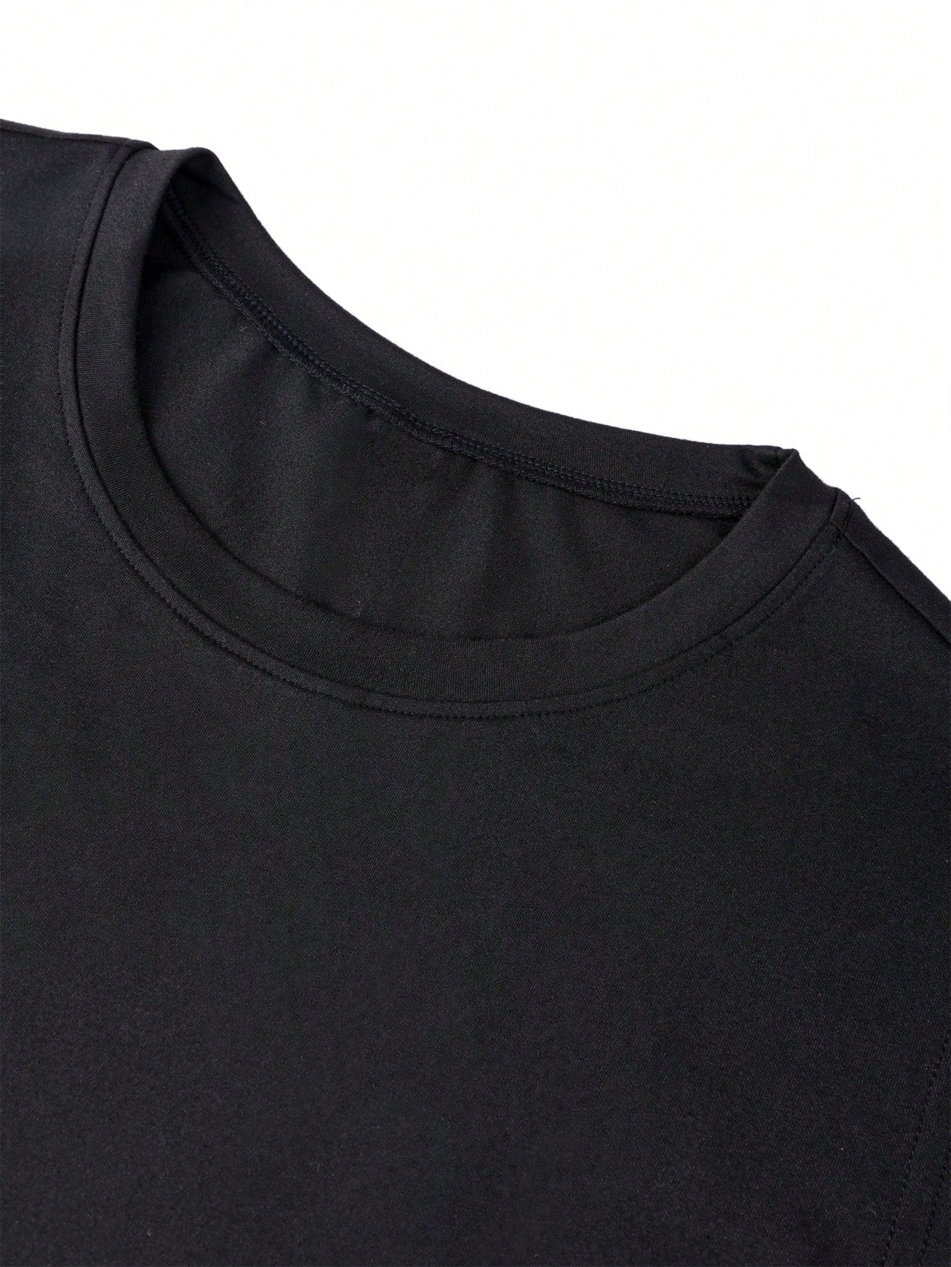 Men's Casual Round Neck Top Seagull Print Black