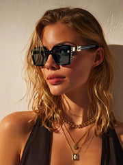 Oversized Square Retro Glasses for Women Full Frame